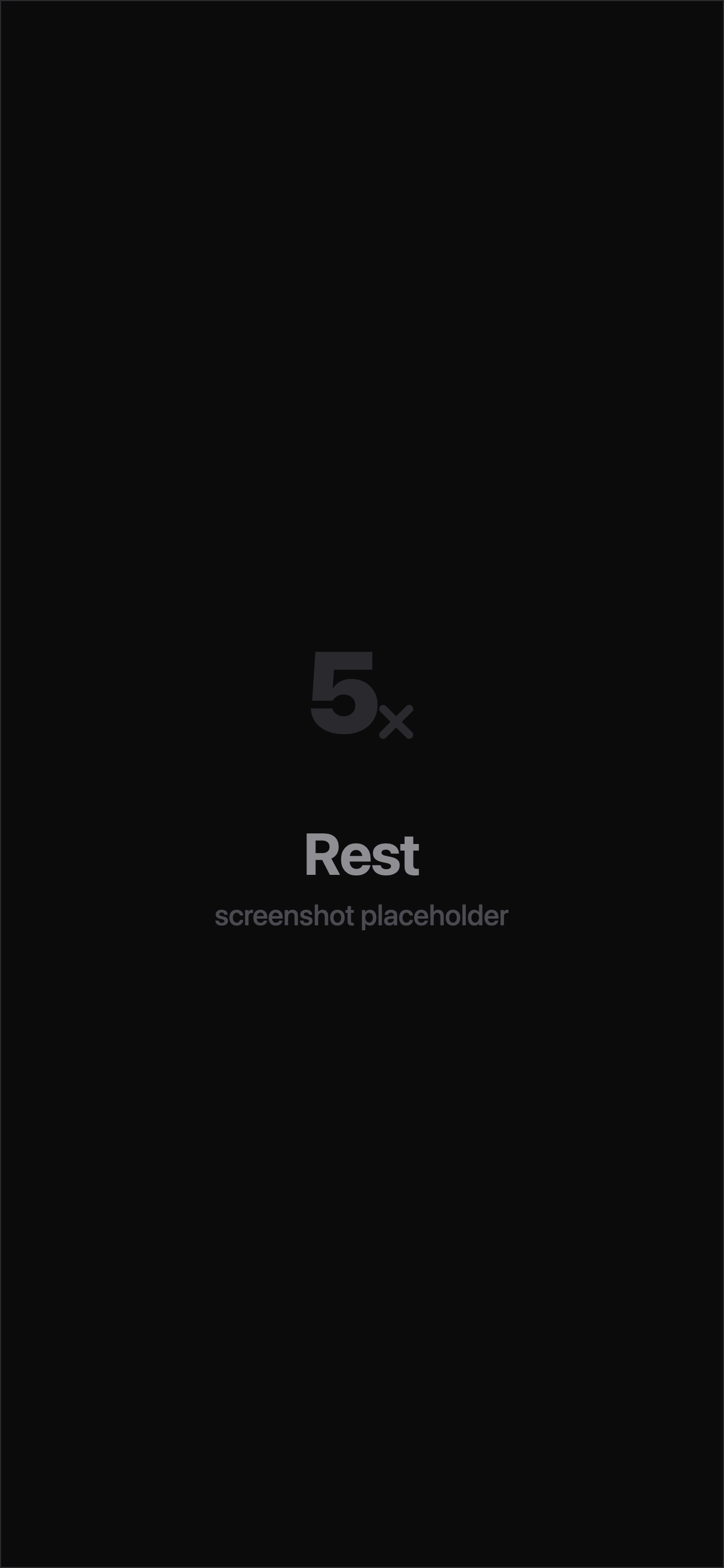 The rest timer docked above the tab bar, counting down with plus thirty seconds and skip controls.